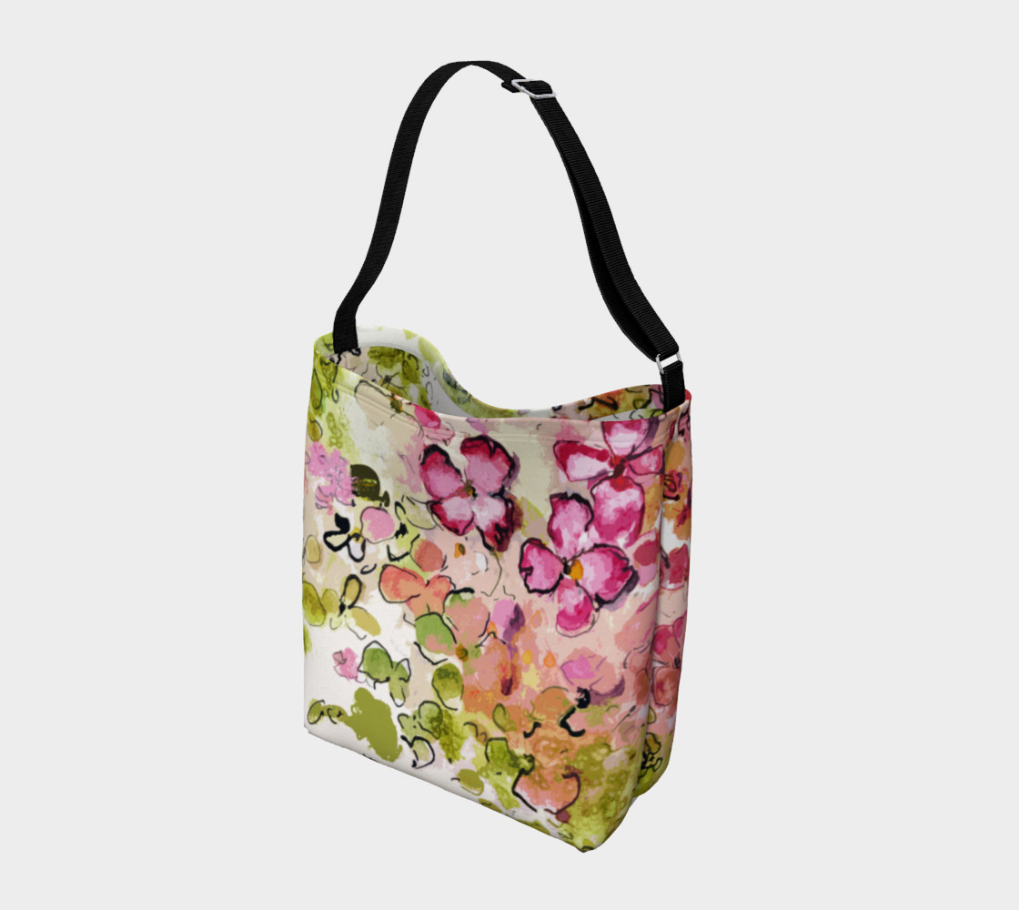Aperçu de Floral Pink and Green Day Bag #2