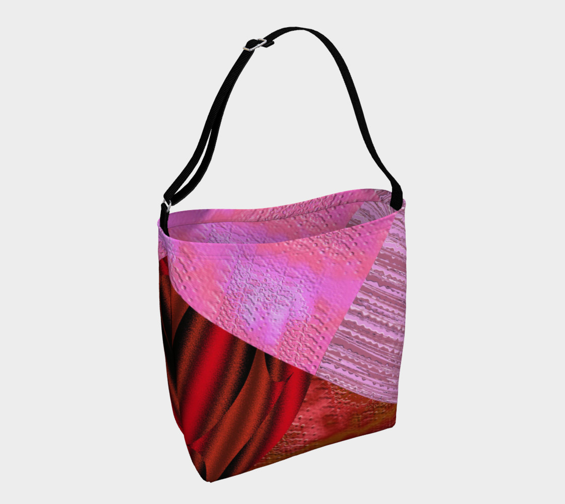 Pink and Red Clash Day Tote 3D preview