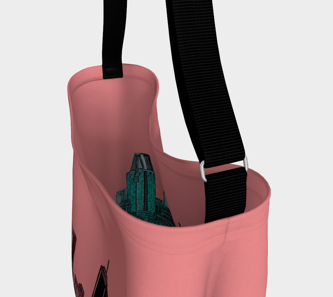 Aperçu de Tote Bag Sac Montreal Rose et Bleu avec rue à l'interieur - Street blue inside #3