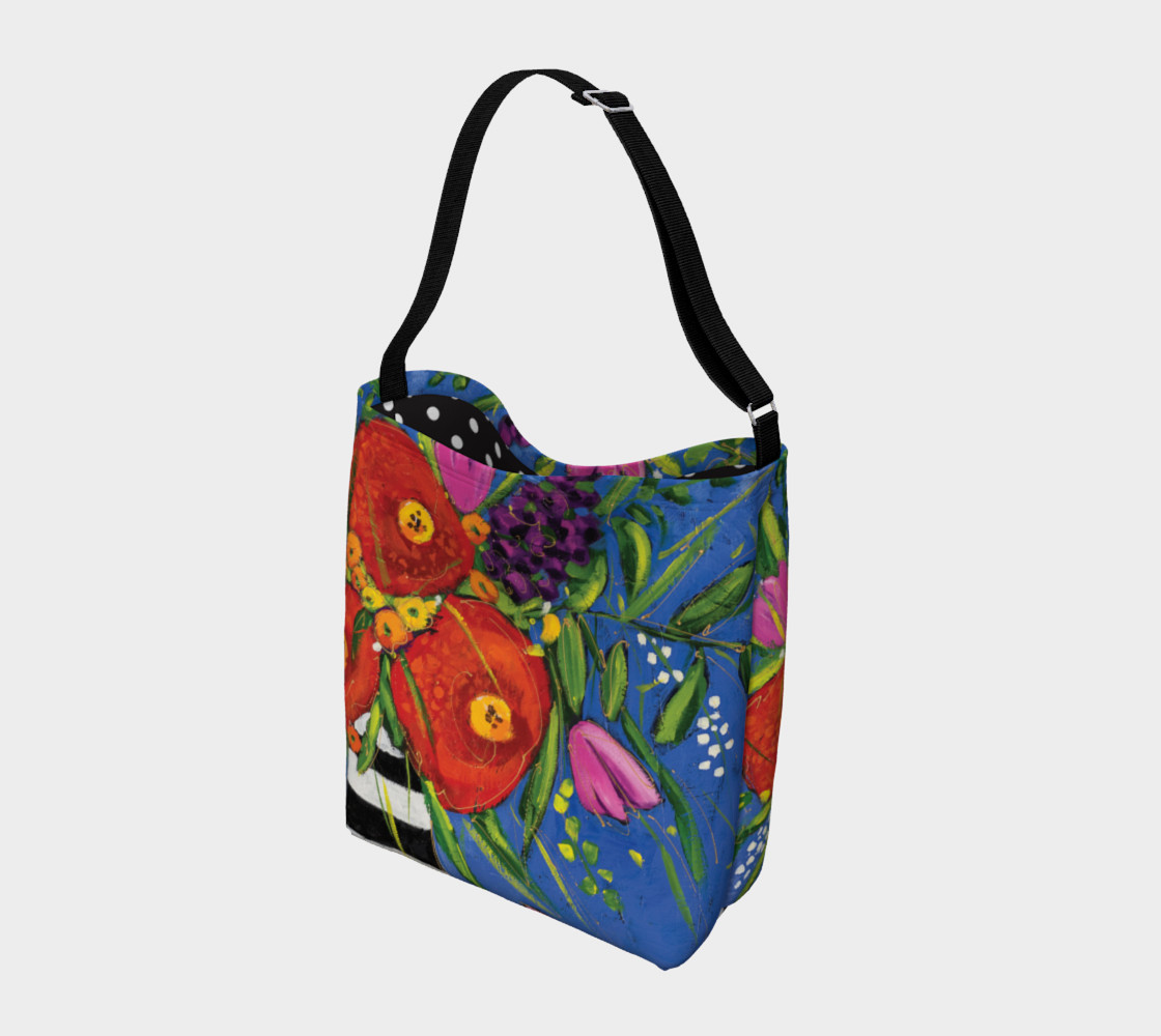 Sac tote fleurs rouge et pois preview #2