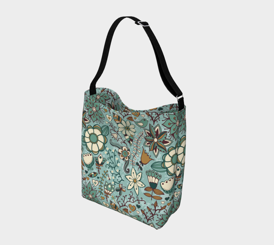 Aperçu de Vintage Retro Blue Floral with Birds #2