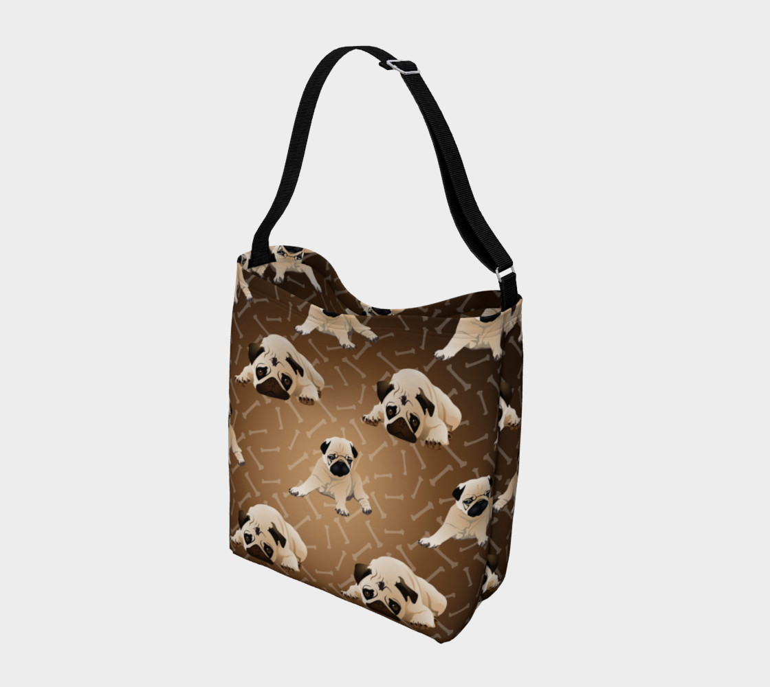 Pug Tote Bag - Brow with Bones and Fawn Pug preview #2