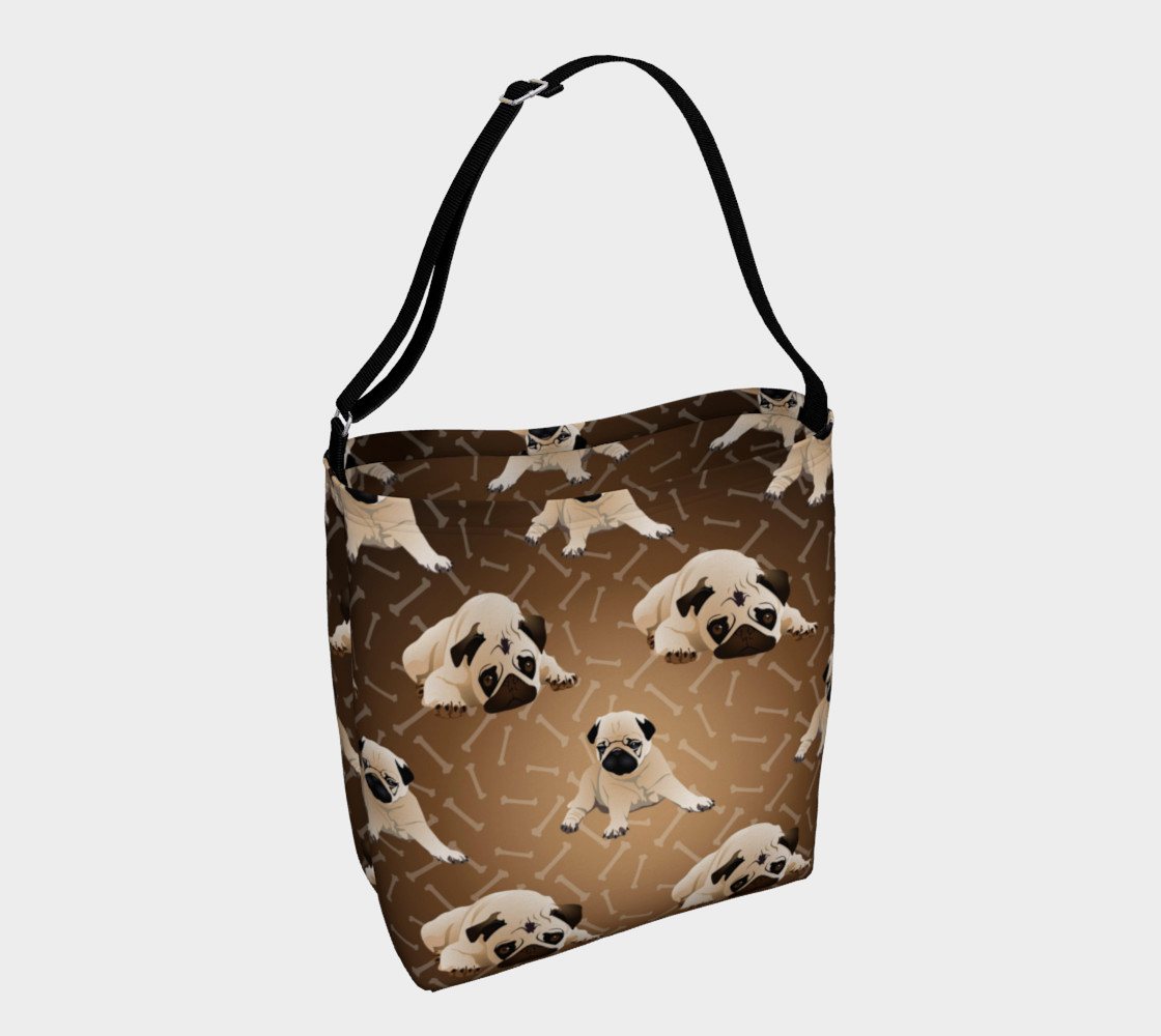 Pug Tote Bag - Brow with Bones and Fawn Pug 3D preview