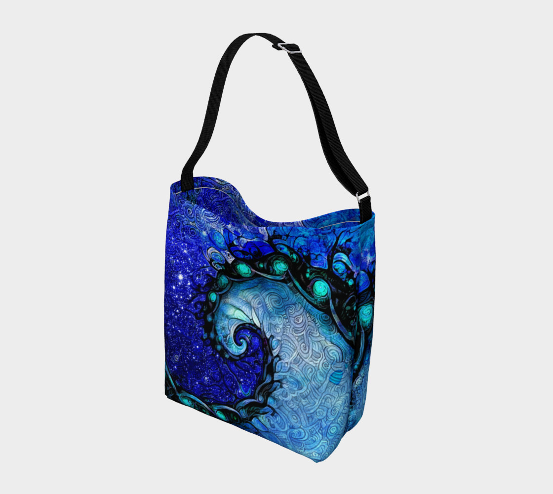 Day and Night Tote Bag with Nocturne of Scorpio, a Fractal Spiral Painting preview #2