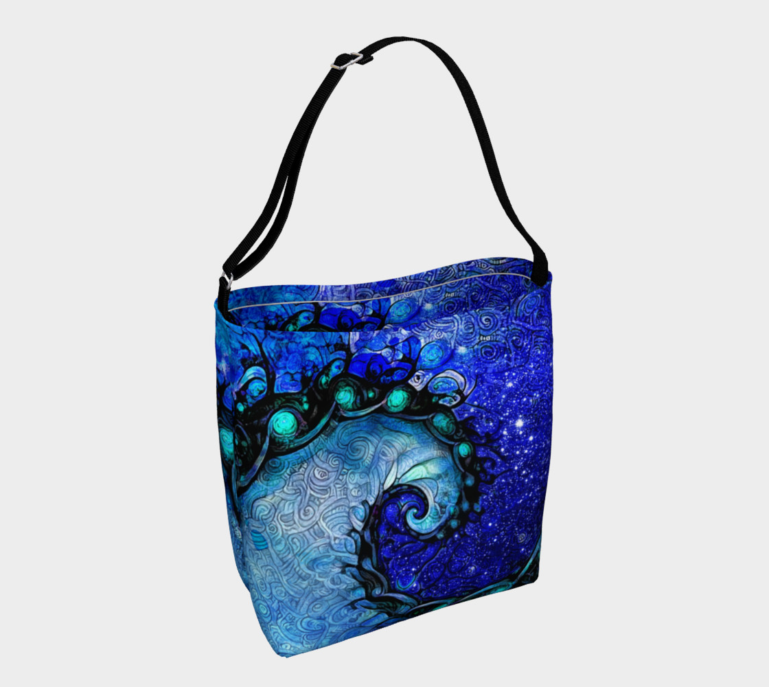 Day and Night Tote Bag with Nocturne of Scorpio, a Fractal Spiral Painting preview #1