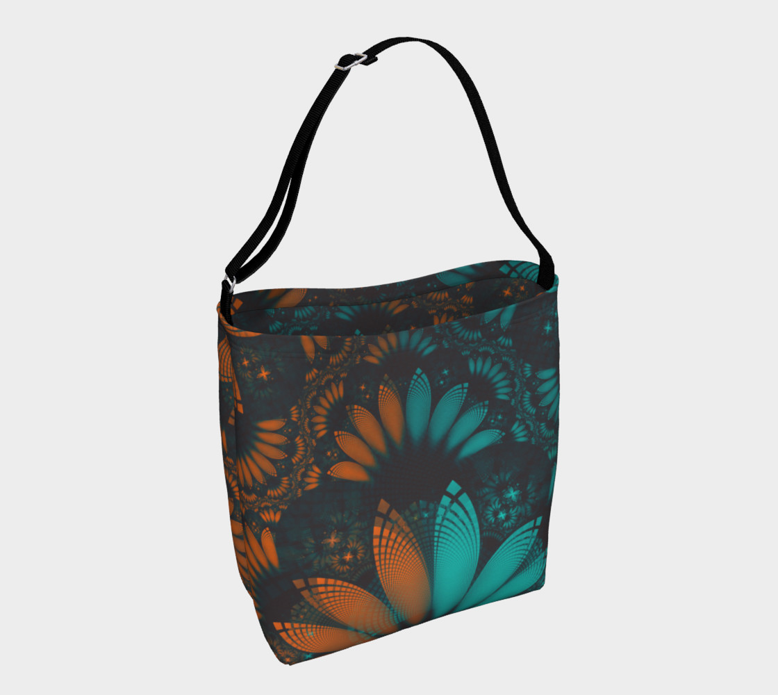 Aperçu de Day and Night Tote Bag with Beautiful Teal and Orange Paisley Fractal Feathers #1