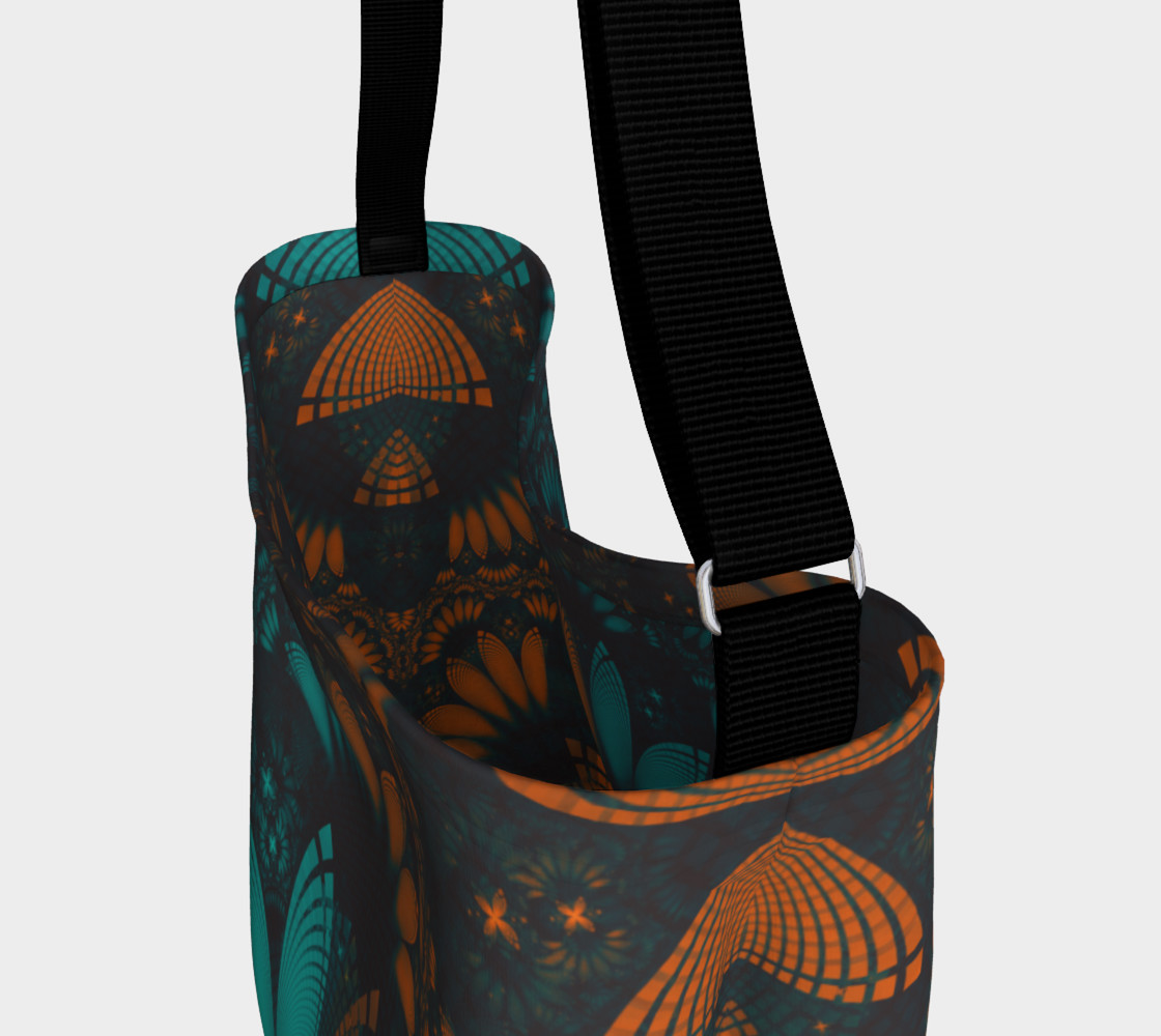 Aperçu de Day and Night Tote Bag with Beautiful Teal and Orange Paisley Fractal Feathers #3