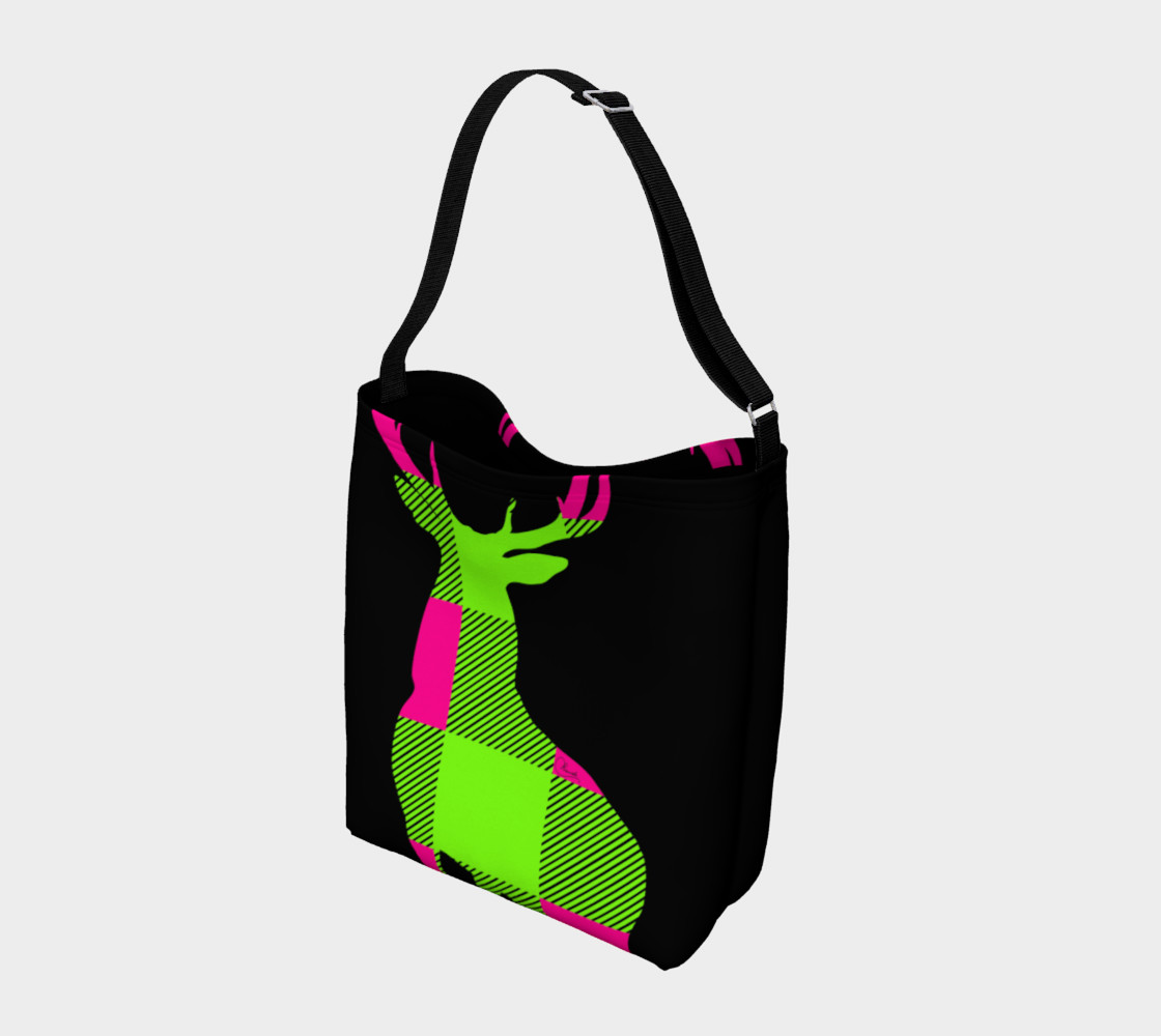 Aperçu de Chevreuil à Carreaux Vert et Rose Fluo #2