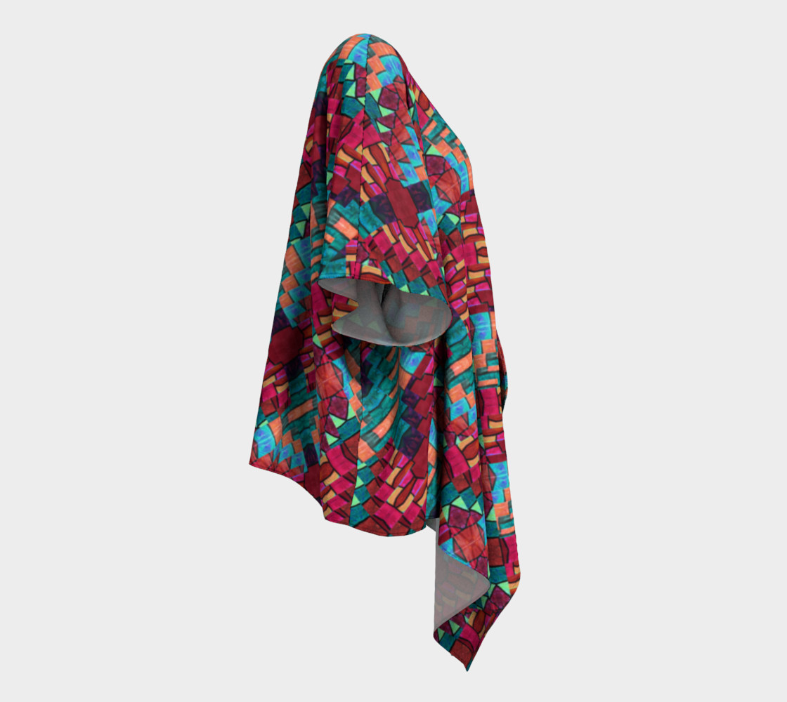 Cranberry Rose Mosaic Draped Kimono preview #3