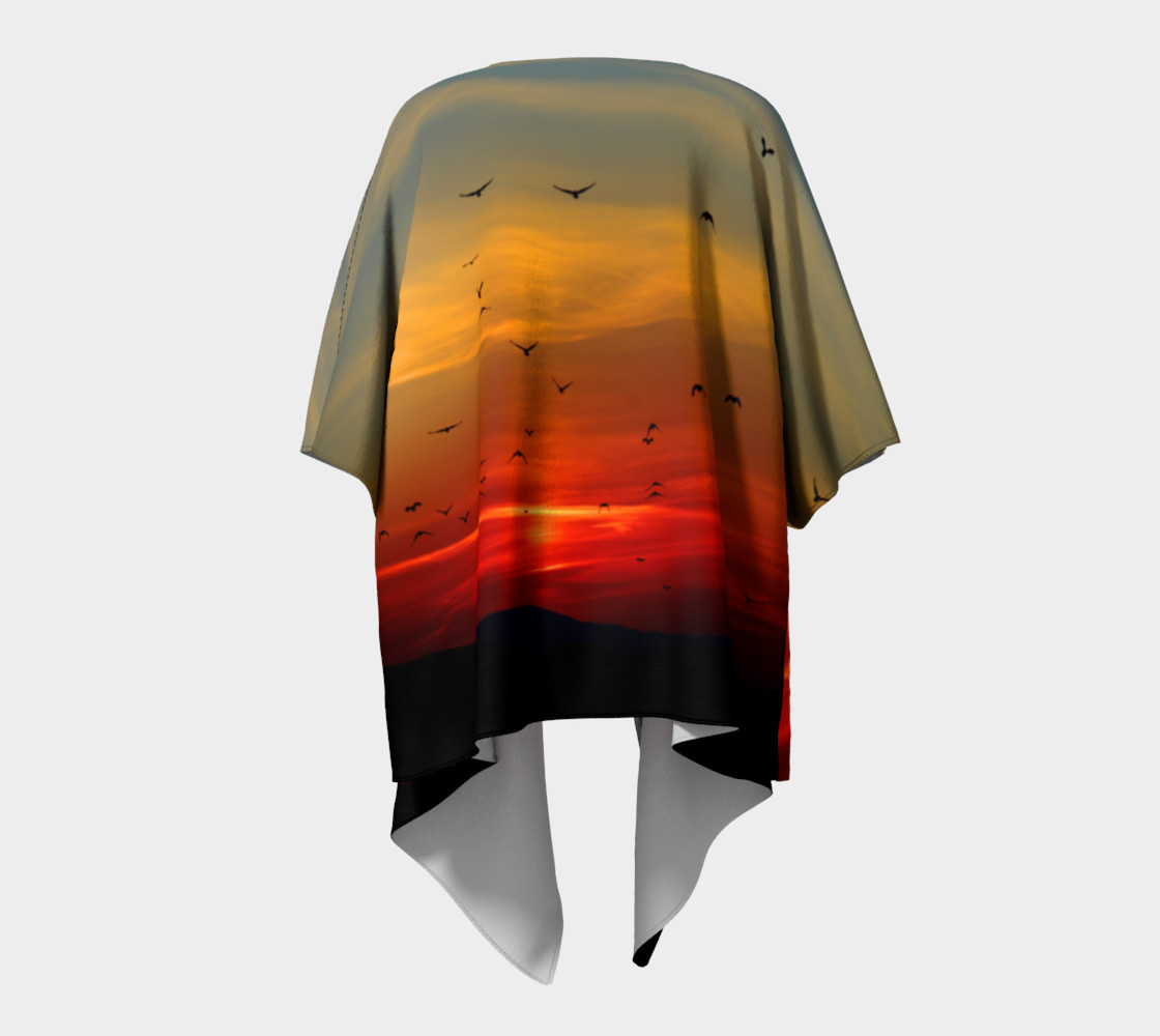 Sunset Birds Draped Kimono preview #4