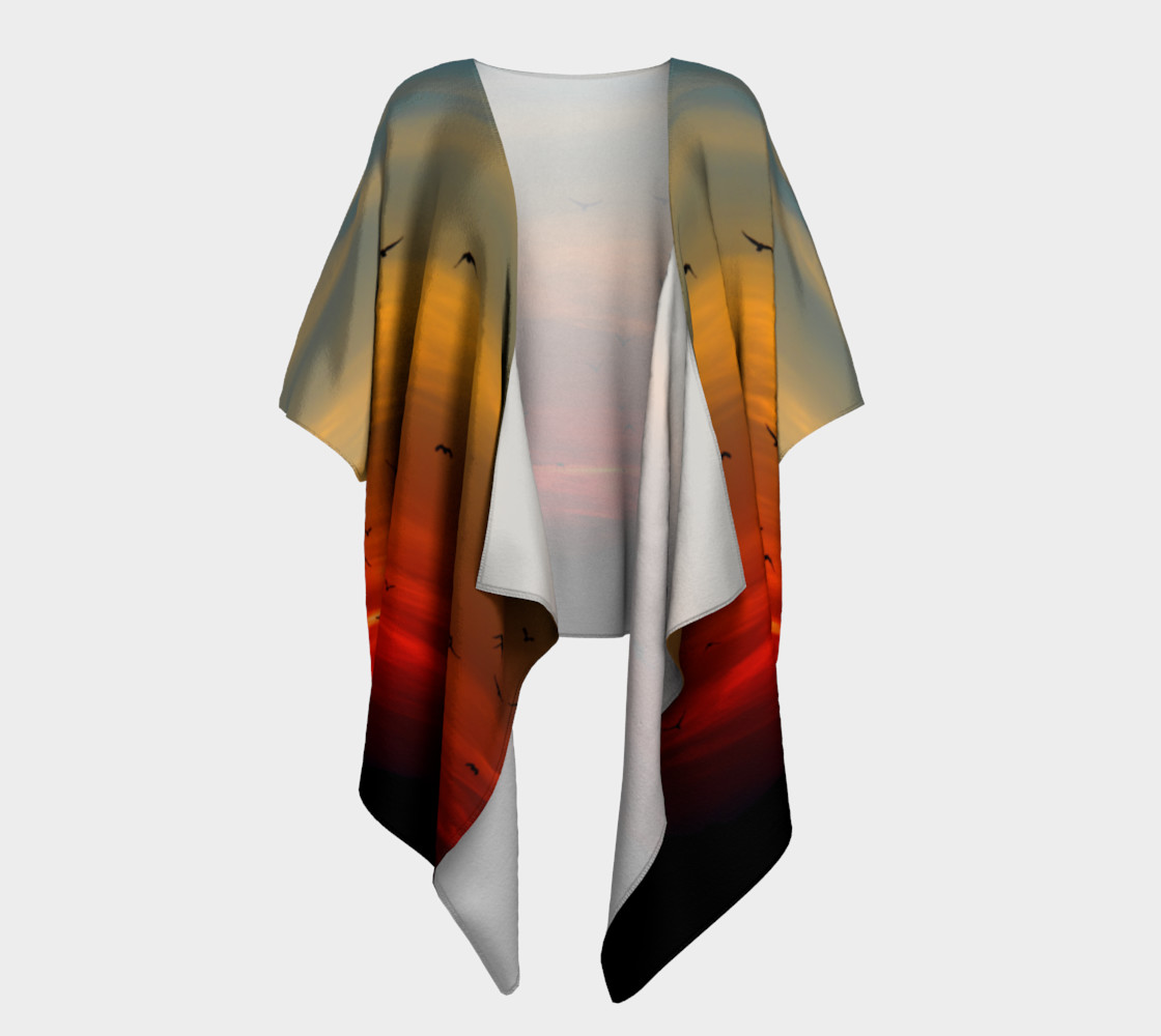 Sunset Birds Draped Kimono preview #1