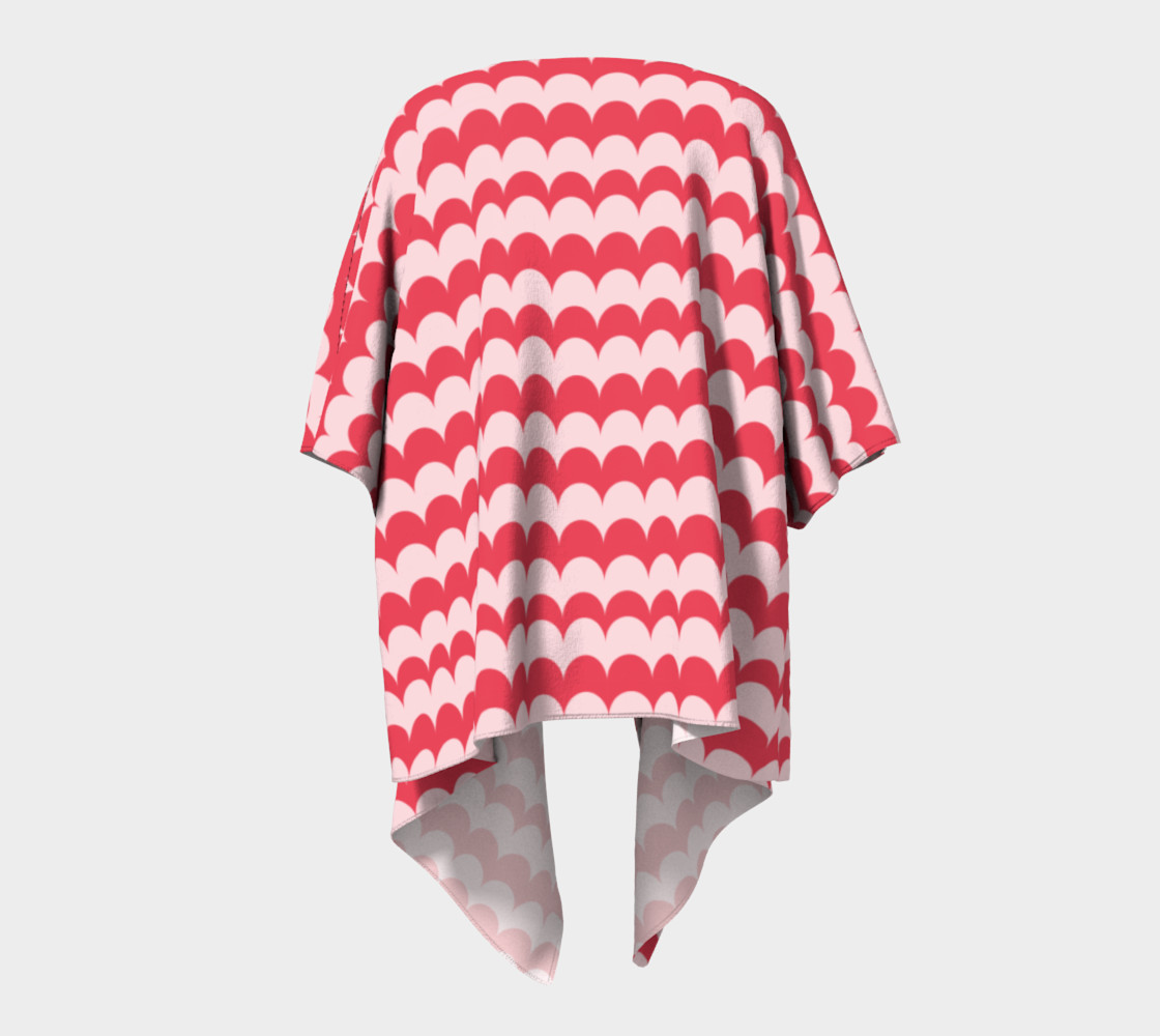Aperçu de Pink Scallop Print Draped Kimono #4