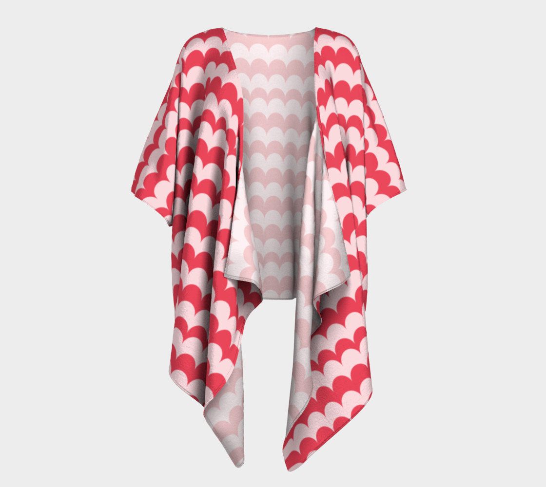 Aperçu de Pink Scallop Print Draped Kimono #1