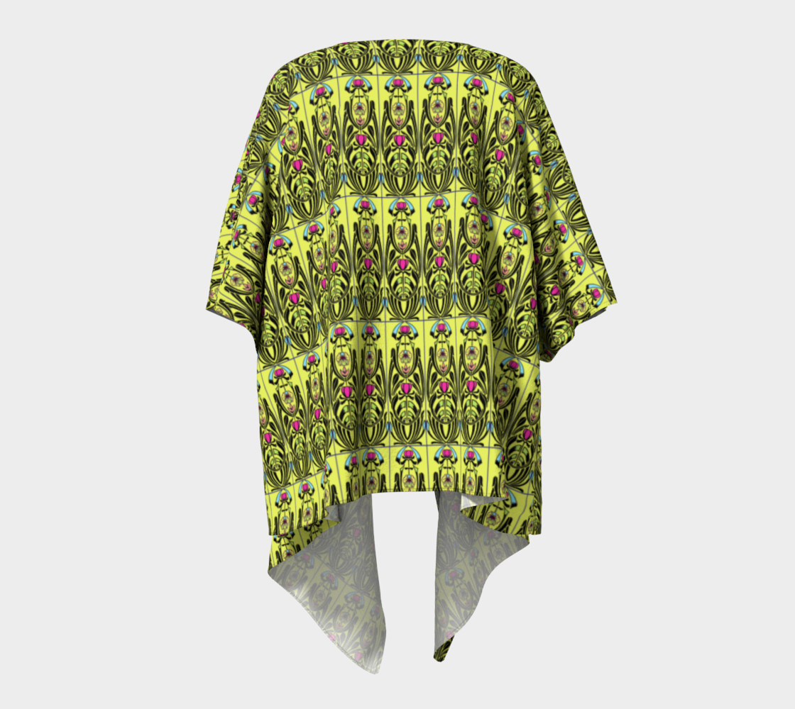 Aperçu de Yellow Nouveau Draped Kimono #4