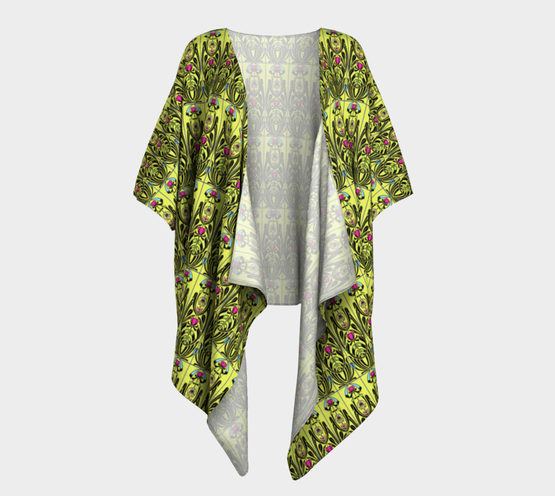 Aperçu de Yellow Nouveau Draped Kimono #1
