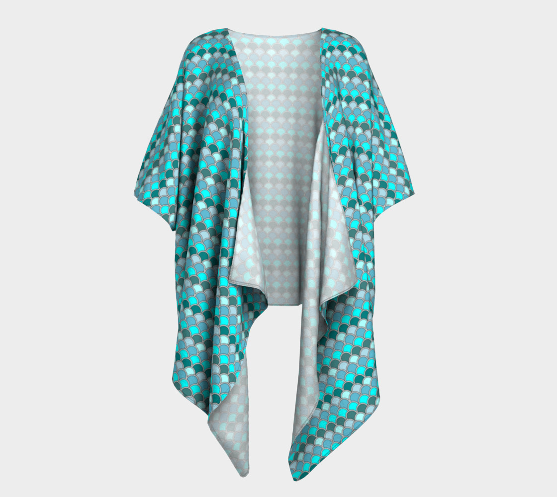 Aqua Art Deco Design Draped Kimono 3D preview