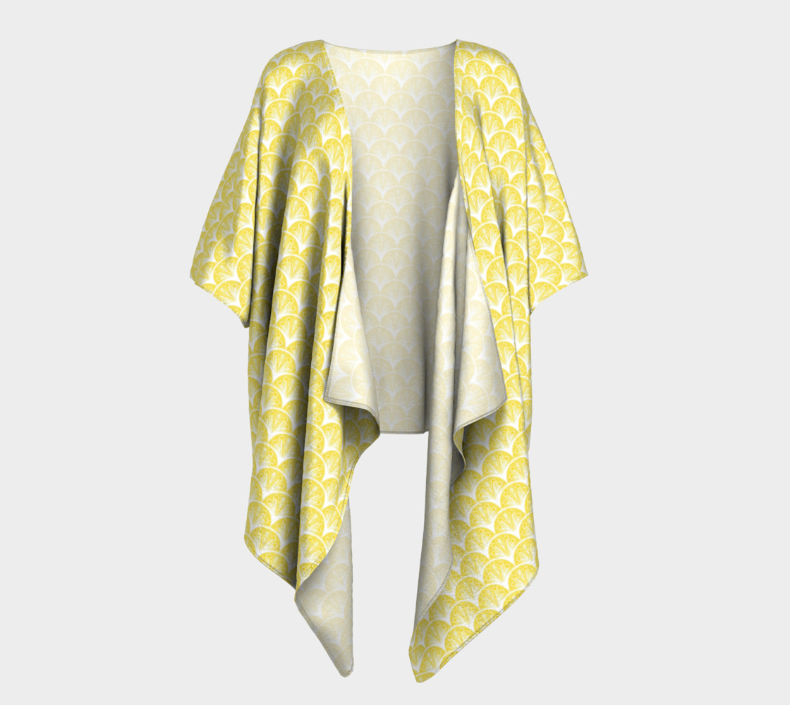 Yellow Art Deco Fans Draped Kimono 3D preview