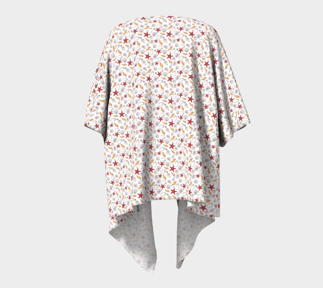 Red Starfish And Gold Shells Draped Kimono preview #4