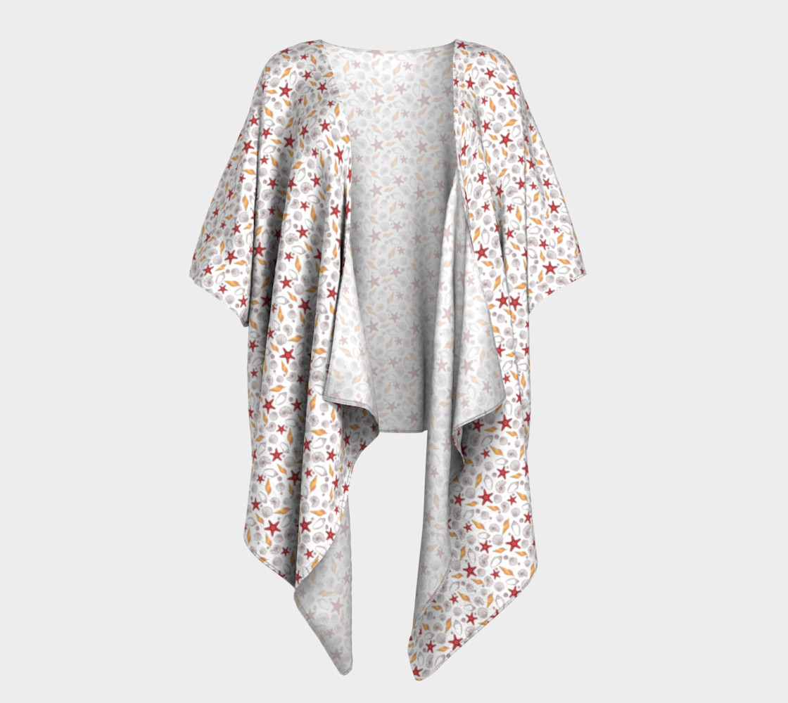 Red Starfish And Gold Shells Draped Kimono 3D preview