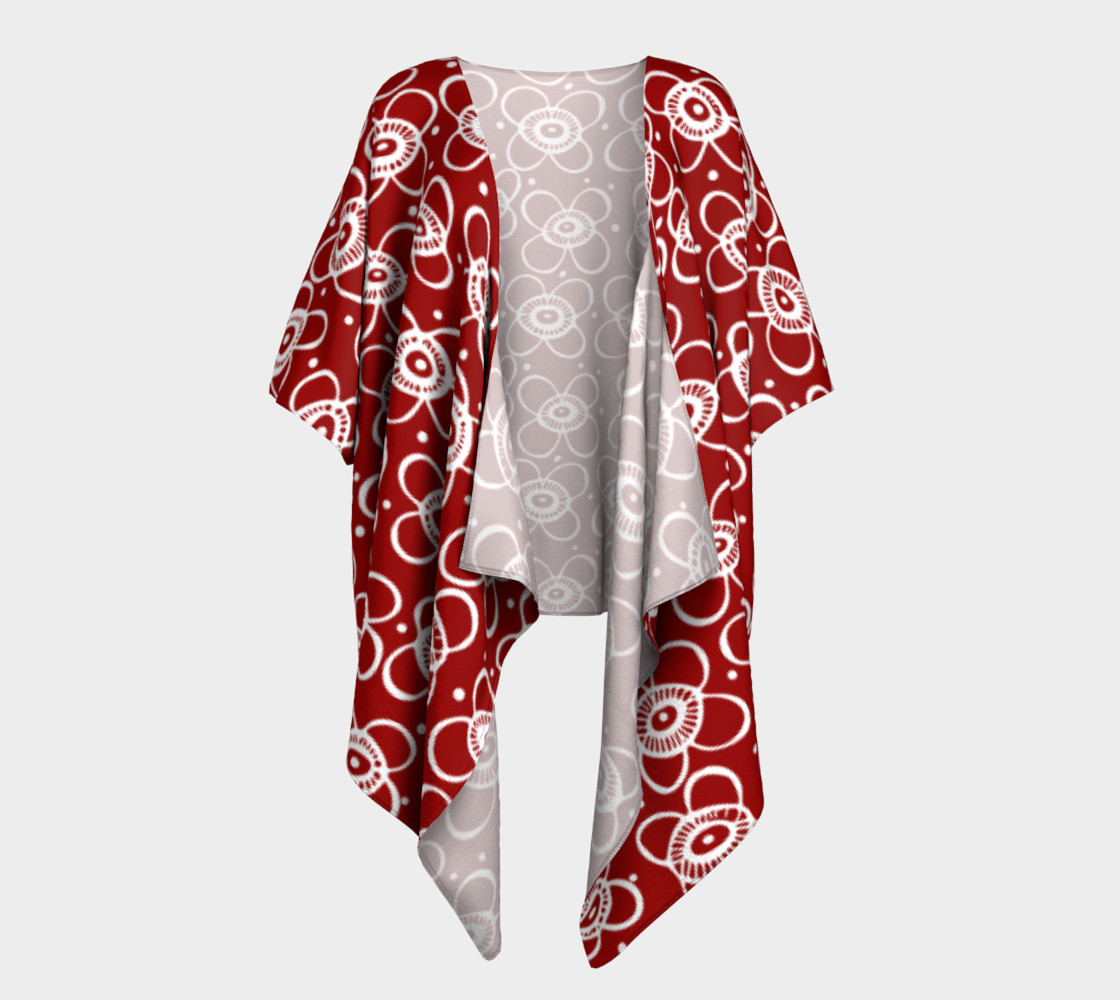 Red arctic inuit flower, draped kimono 3D preview