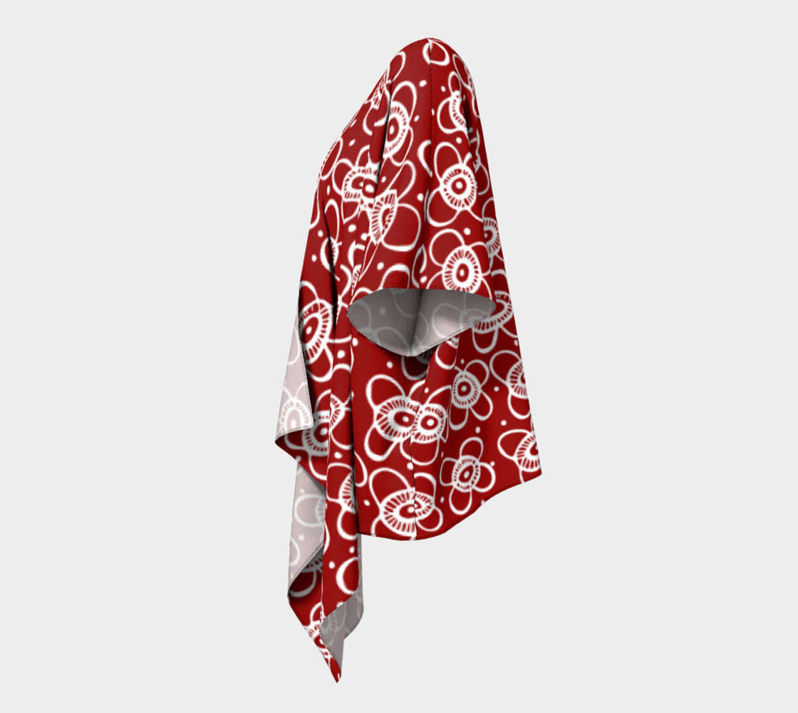 Red arctic inuit flower, draped kimono thumbnail #3