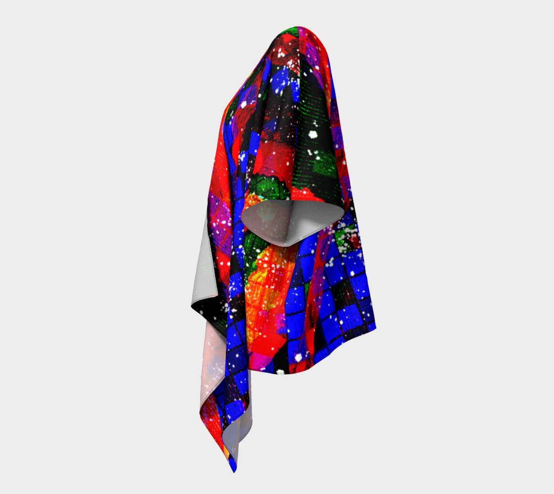 Fiery Colorful Grunge Squares and Stripes Draped Kimono preview #2