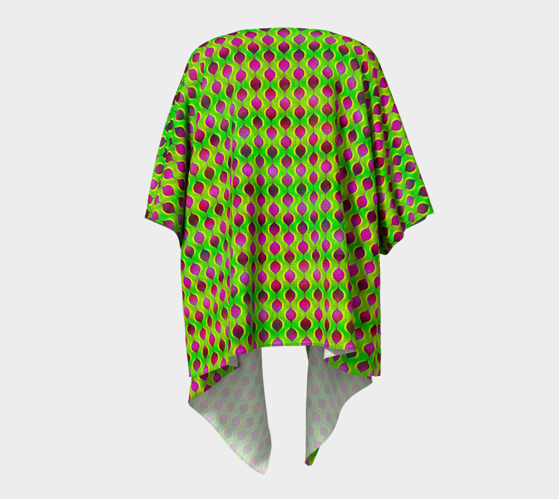 Fun Bright Green Purple Ogee Pattern Draped Kimono preview #4