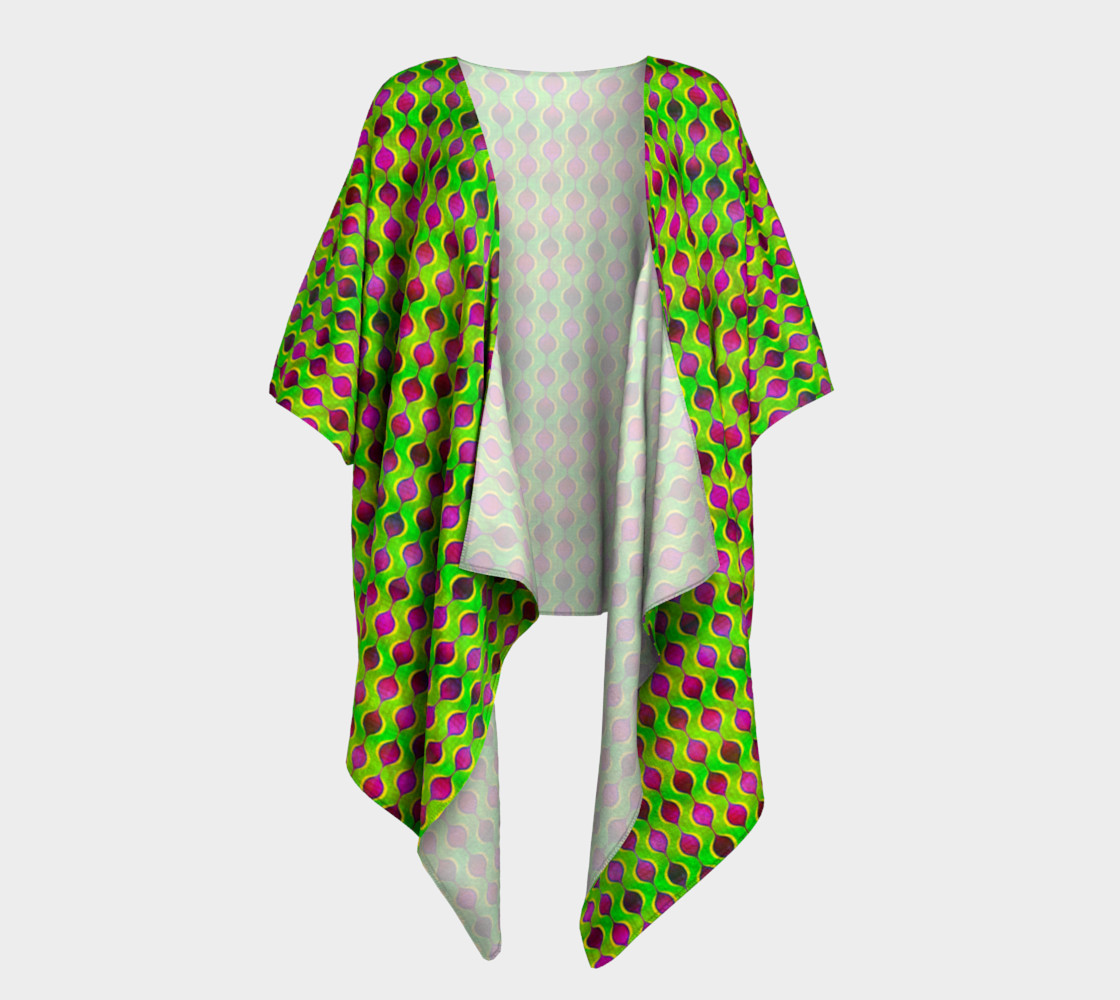Fun Bright Green Purple Ogee Pattern Draped Kimono preview #1