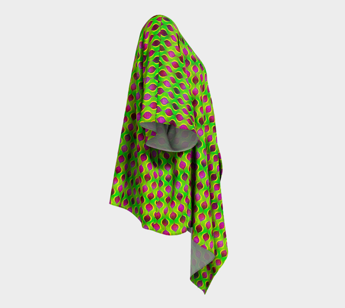 Fun Bright Green Purple Ogee Pattern Draped Kimono preview #3