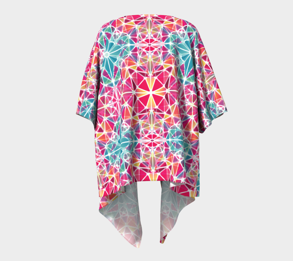 Pink and Blue Kaleidoscope Draped Kimono preview #4