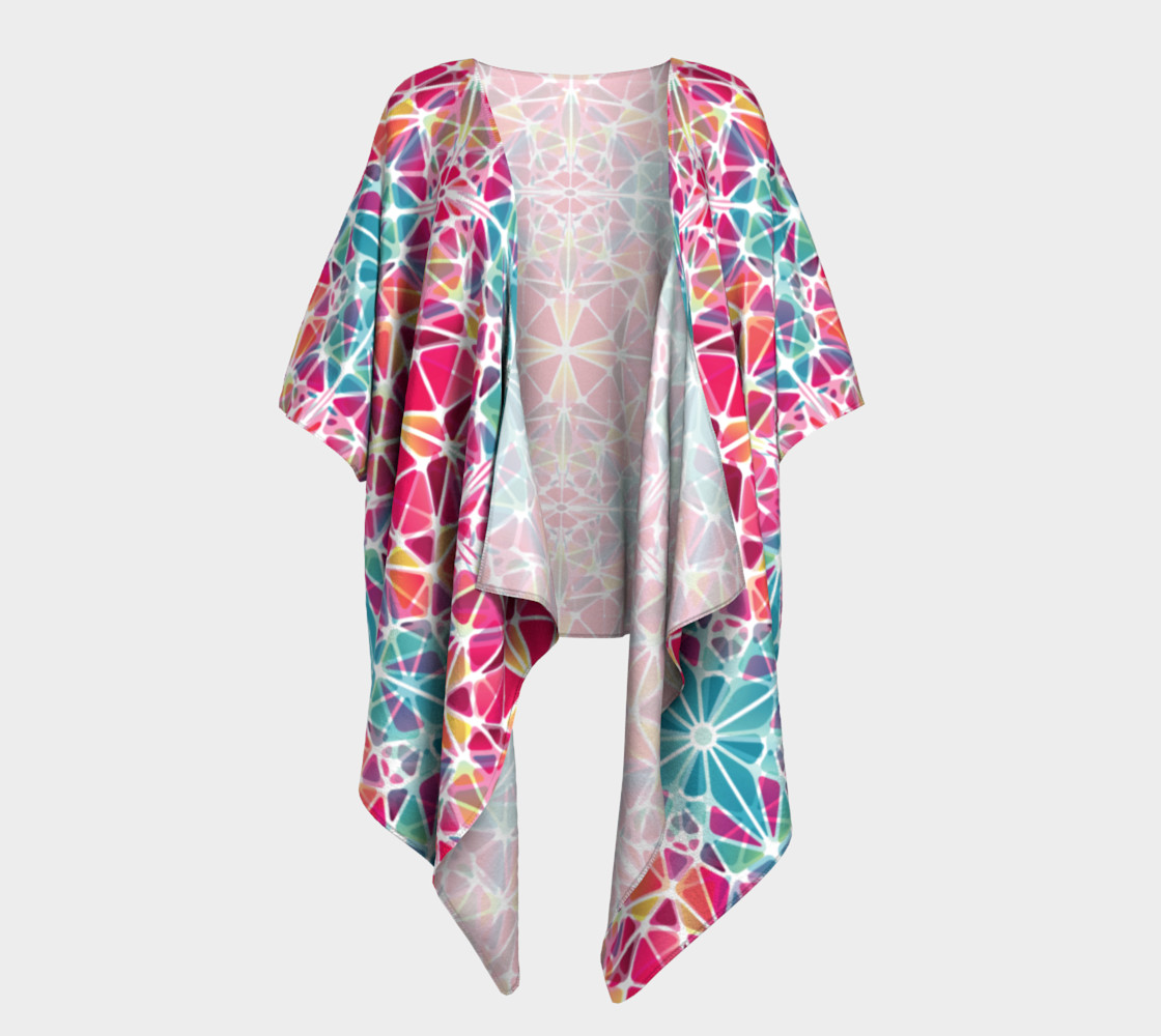 Pink and Blue Kaleidoscope Draped Kimono preview #1