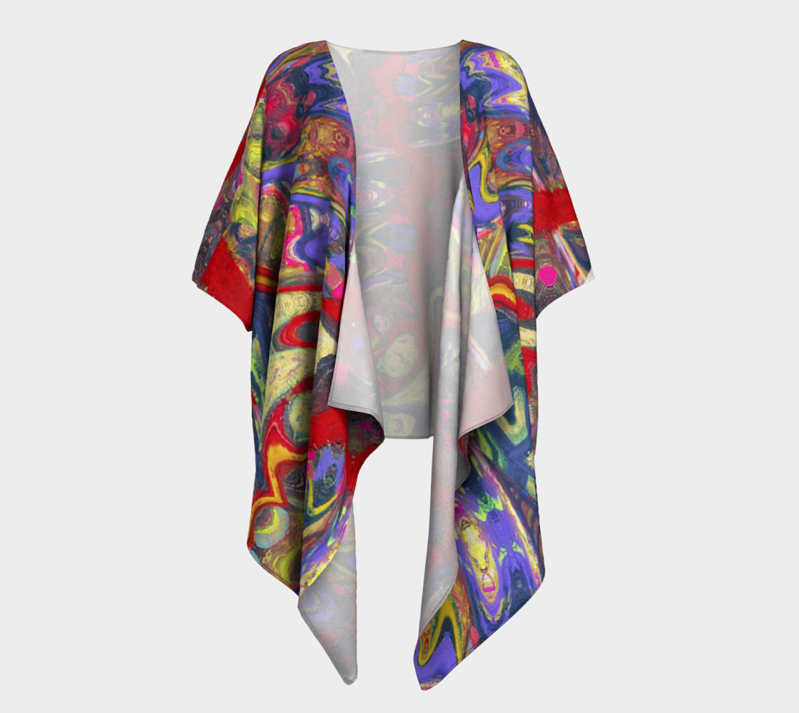 Roller Coaster Circus Pinball-Print Draped Kimono preview #1