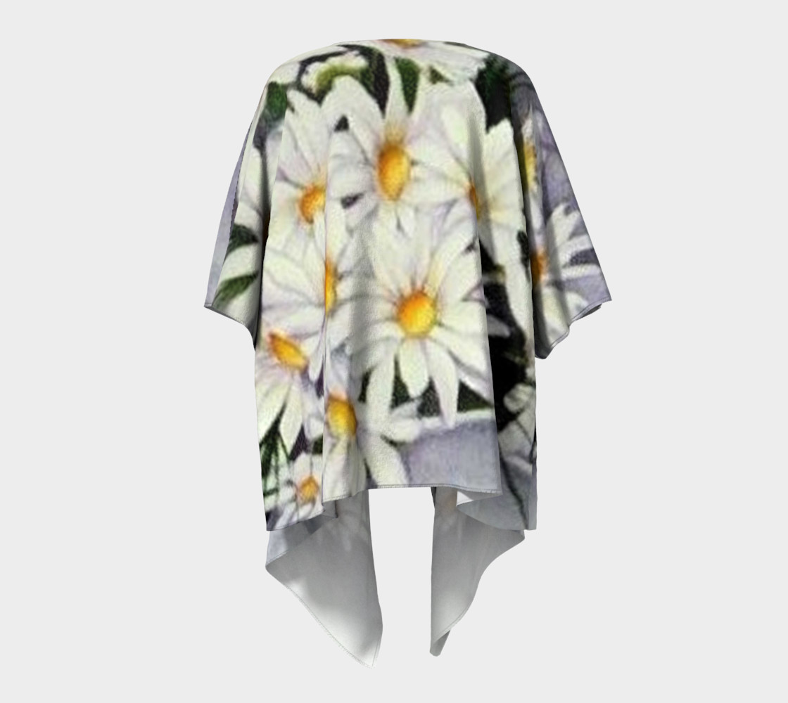 White Daisy Bouquet Draped Kimono preview #4