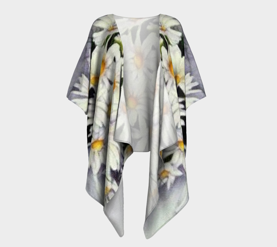 White Daisy Bouquet Draped Kimono preview #1