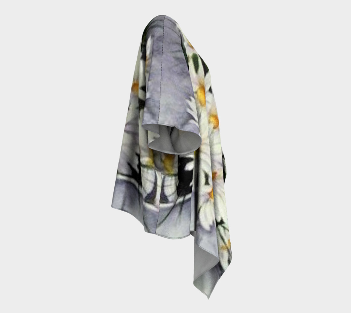 White Daisy Bouquet Draped Kimono preview #3