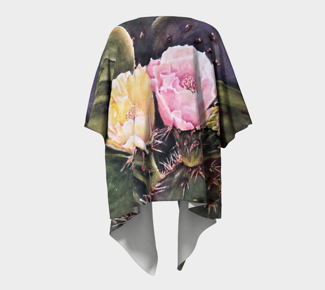 Yellow Pink Cactus Flowers Draped Kimono preview #4