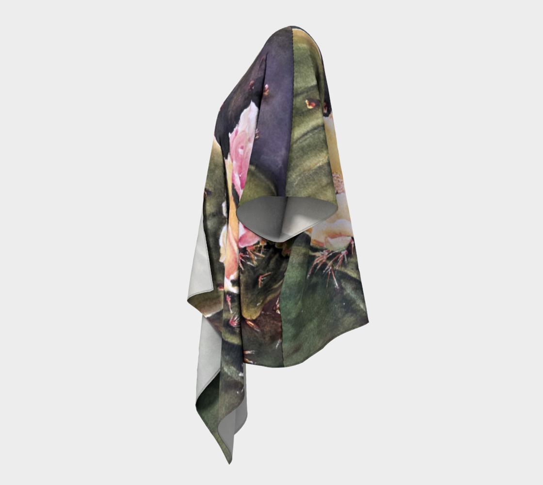 Yellow Pink Cactus Flowers Draped Kimono preview #2