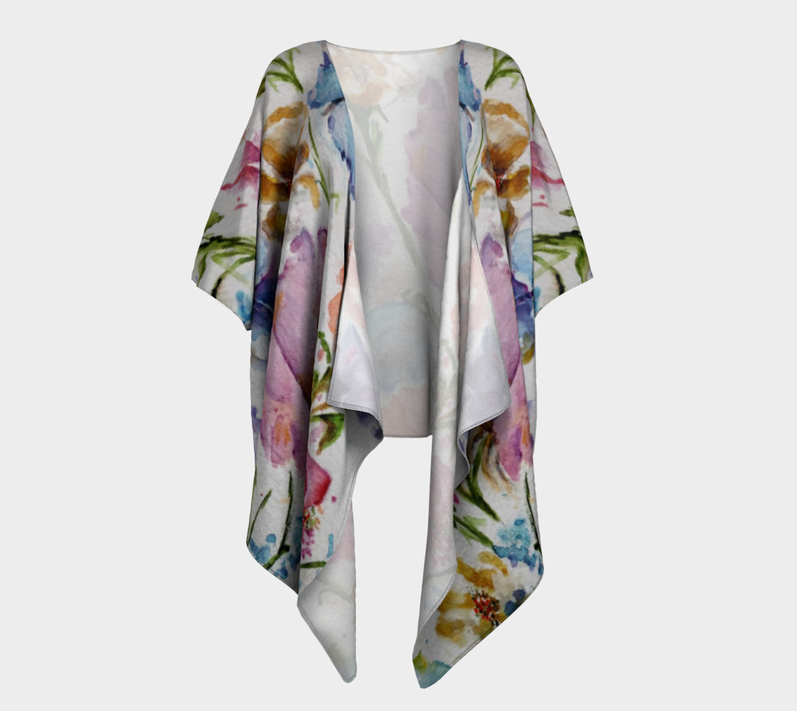 Whimsical Flowers Draped Kimono preview #1