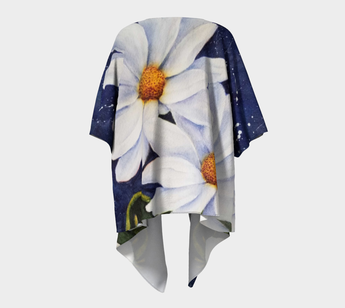 Classic White Daisies Draped Kimono preview #4