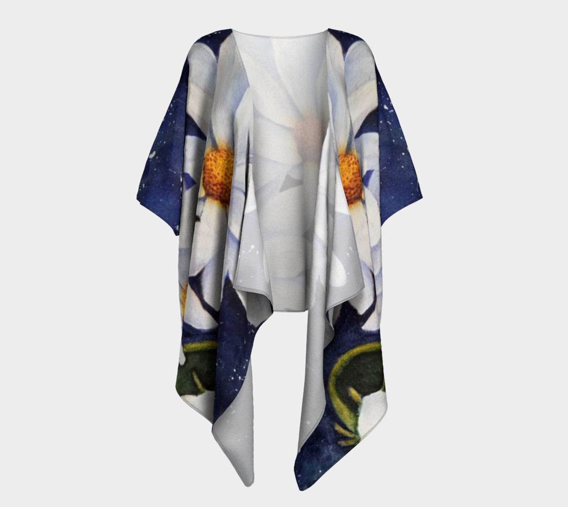 Classic White Daisies Draped Kimono preview #1