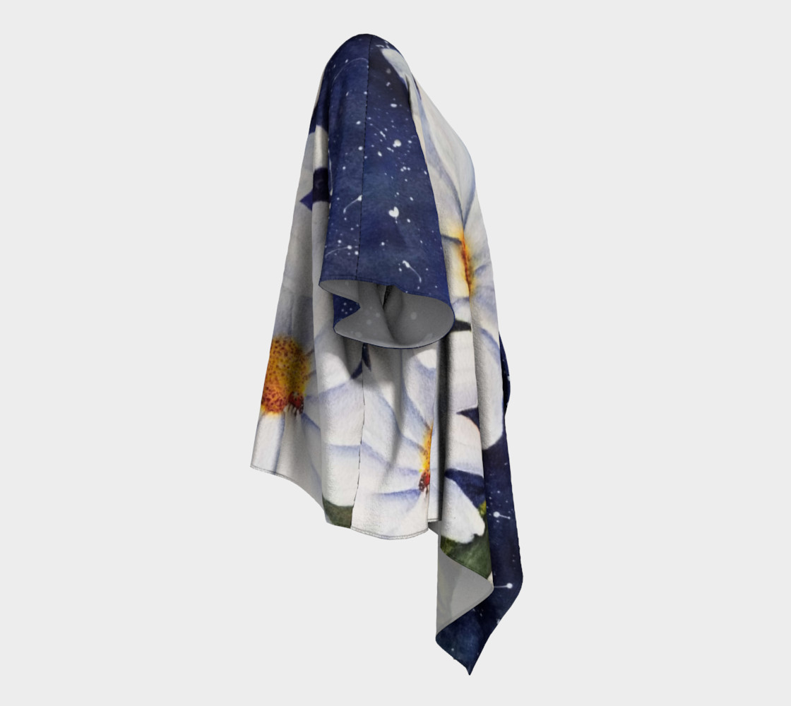 Classic White Daisies Draped Kimono preview #3