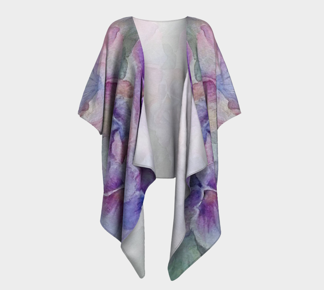 Purple Pansy Party Draped Kimono preview #1