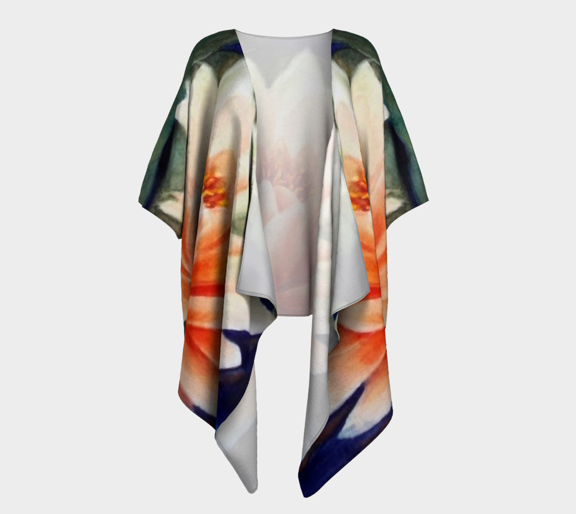 Orange Waterlily Draped Kimono preview #1