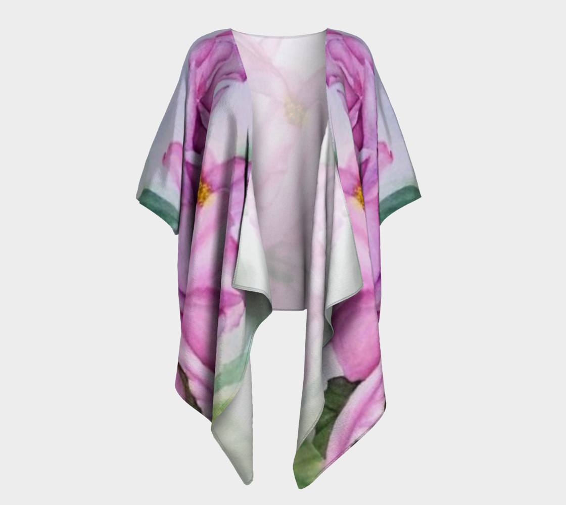 Tropical Pink Orchid Draped Kimono preview #1
