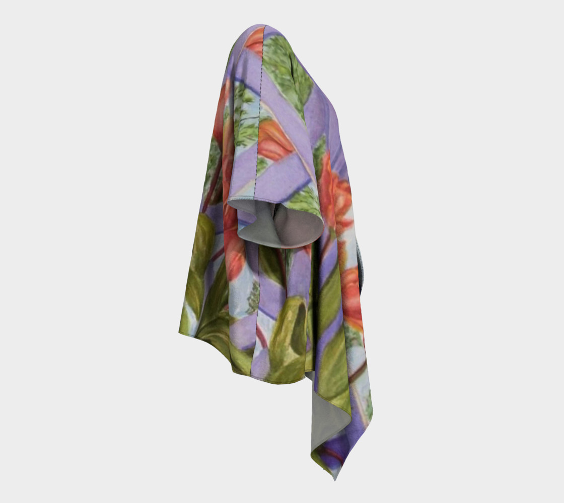 Orange Tulip Bouquet Draped Kimono preview #3