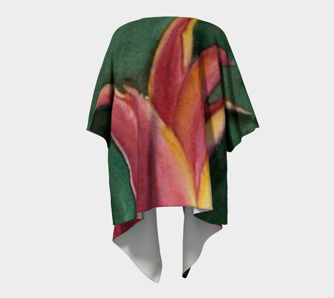 Red Orange Tulip Draped Kimono preview #4