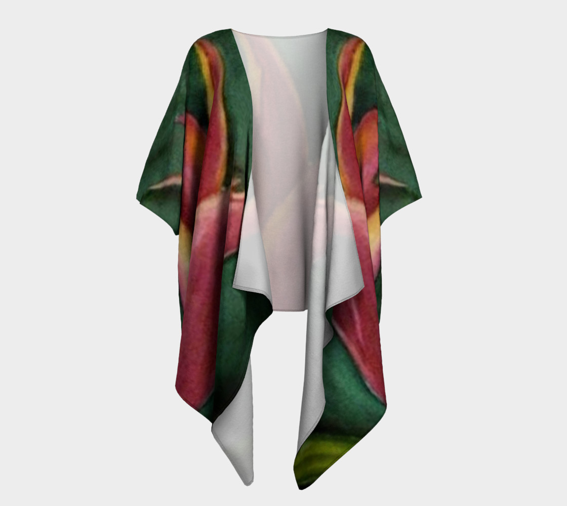 Red Orange Tulip Draped Kimono preview #1