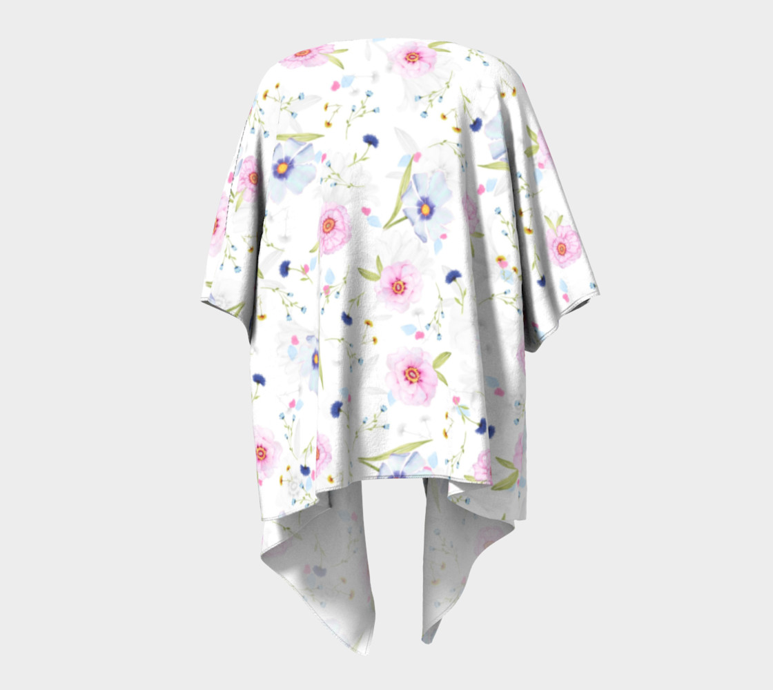 Pink and Blue Flowers on White preview #4