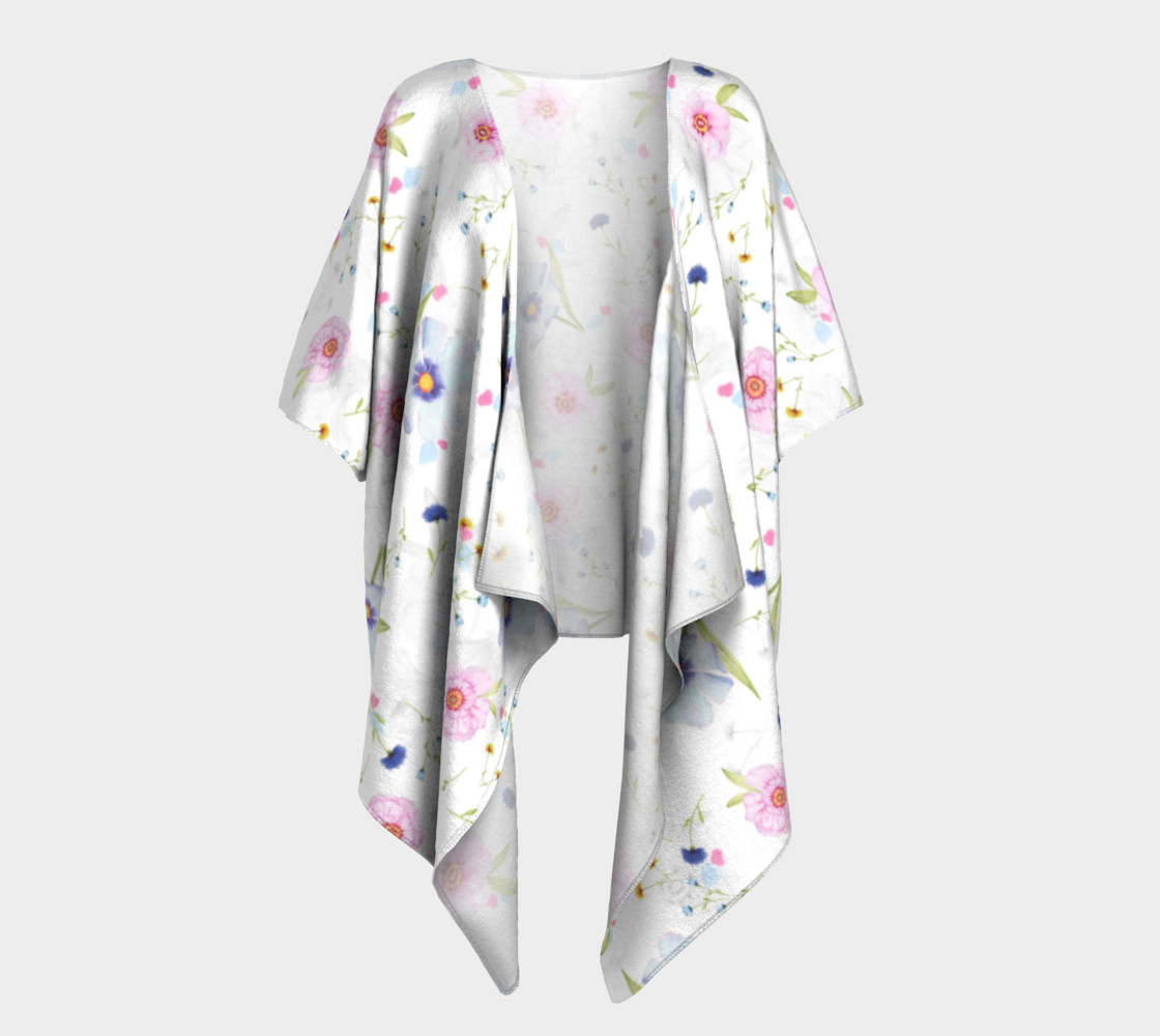 Pink and Blue Flowers on White preview #1