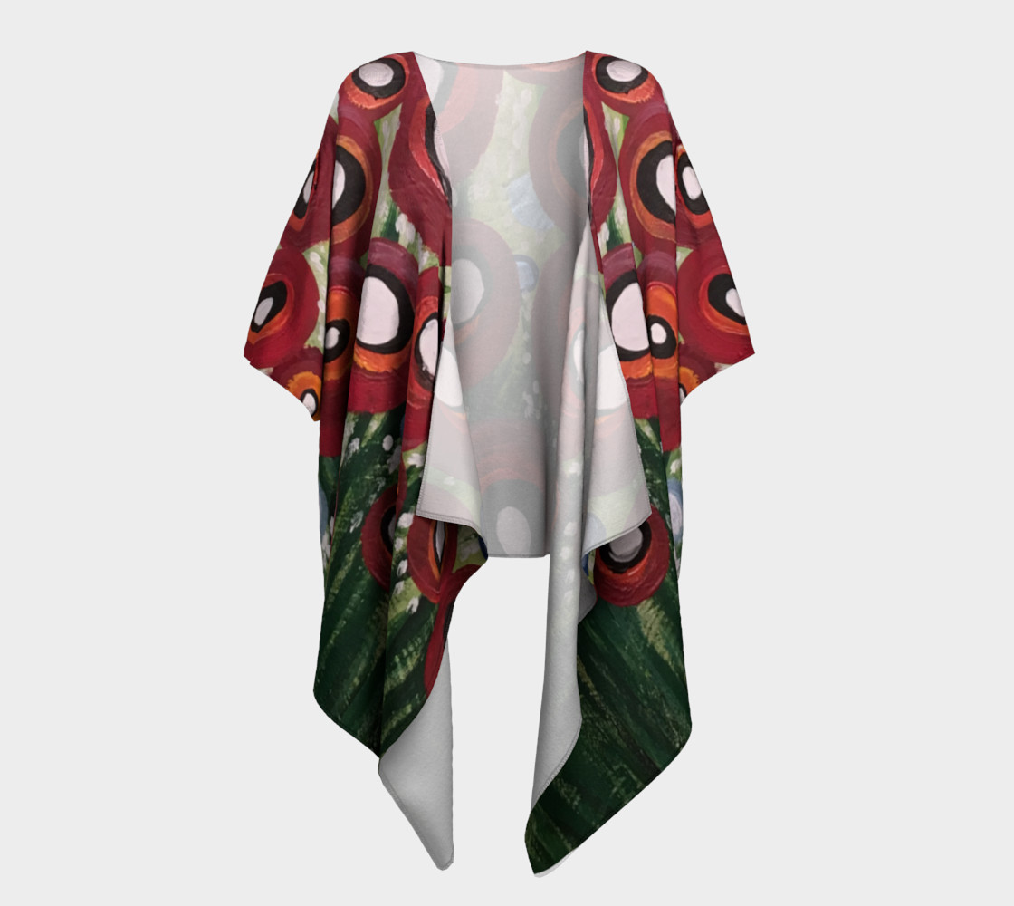Whimsical Poppy Draped Kimono preview #1